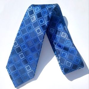 Kenneth Cole Reaction 100% Silk Tie Dark Blue, Blue & Some Silver (OS)
